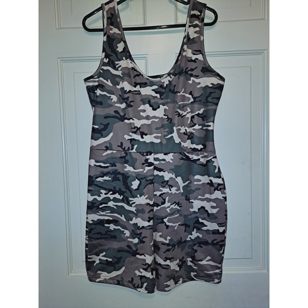 Women’s Camouflage romper shorts camo sleeveless jumpsuit summer athletic party